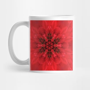 hexagonal radial red dahlia floral fantasy design in the rain Mug
